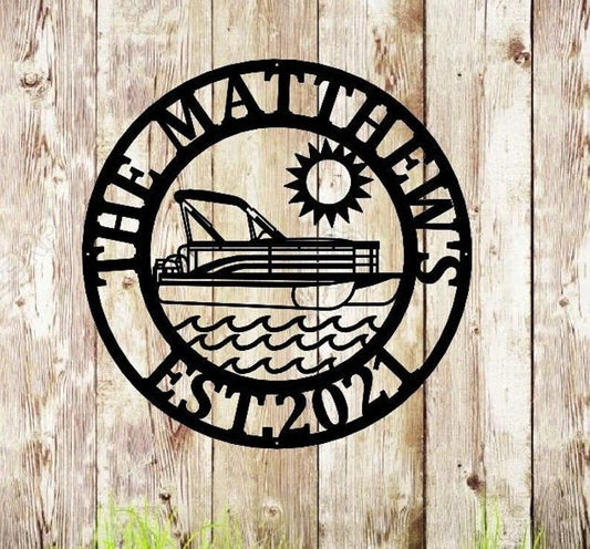 Personalized River House Sign Boat House Sign Lake House Signs Metal Signs Personalized Sign Lake House Decor Boating Sign Pontoon - 8 inches - metal sign