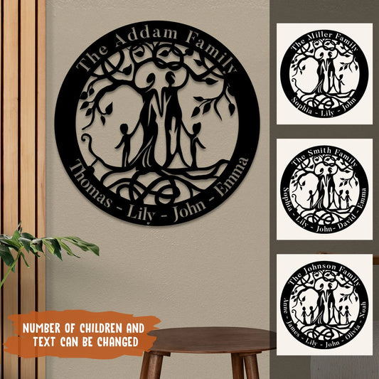 Custom Tree Of Life Metal Art, Custom Number Of Children, Mother's Day Gift Laser Cut Metal Signs - metal sign