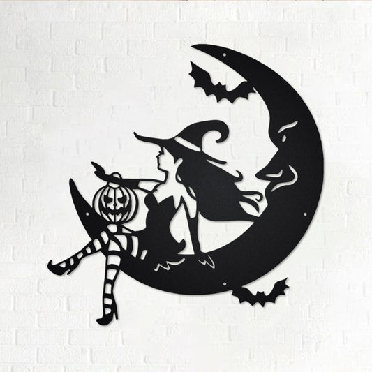Halloween Witch Moon Metal Sign, Witch Moon Metal Wall Art, Witch Moon Tree Metal Wall Decor, Halloween - metal sign