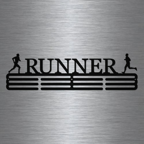 Running Marathon Medal Hanger Holder Display Rack 3 Rung Cut Metal Sign