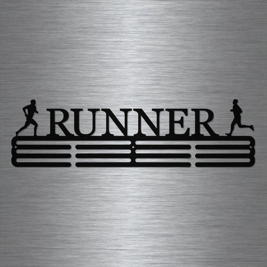 Running Marathon Medal Hanger Holder Display Rack 3 Rung Cut Metal Sign - 8 inches - metal sign