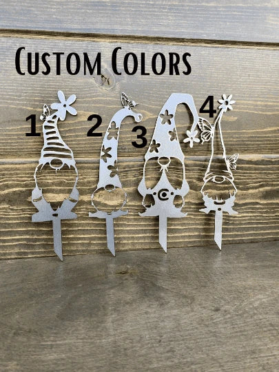 Pick Your Colors Garden Gnomes Metal Stakes Cut Metal Sign Metal House Sign - 8 inches - metal sign