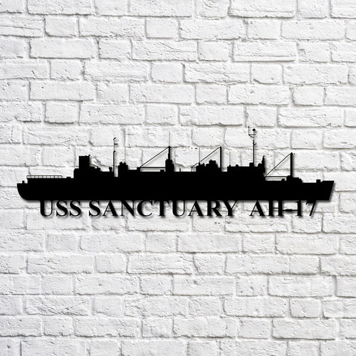 Uss Sanctuary Ah17 Navy Ship Metal Art, Gift For Navy Veteran, Navy Ships Silhouette Metal Art, Navy Home Decor Laser Cut Metal Signs Custom Gift Ideas