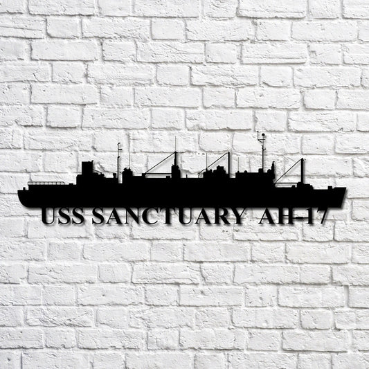 Uss Sanctuary Ah17 Navy Ship Metal Art, Gift For Navy Veteran, Navy Ships Silhouette Metal Art, Navy Home Decor Laser Cut Metal Signs Custom Gift Ideas