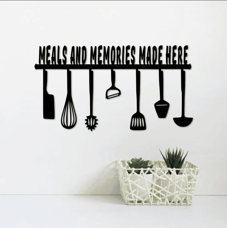 Meals and Memories Made Here Kitchen Decor Cut Metal Sign Laser Cut Metal Signs Custom Gift Ideas
