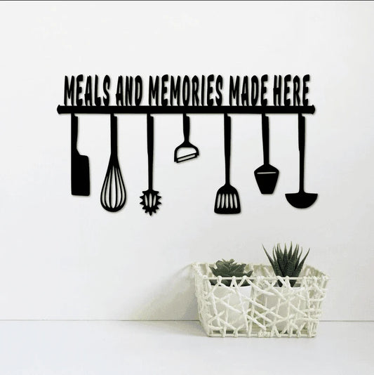 Meals and Memories Made Here Kitchen Decor Cut Metal Sign Laser Cut Metal Signs Custom Gift Ideas - 8 inches - metal sign