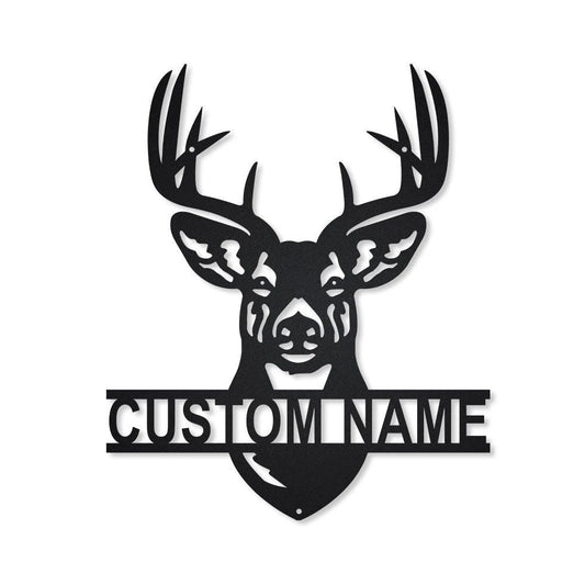 Deer Hunting Metal Sign Art Deer Antler Decor Deer Camp Sign Housewarming Outdoor Metal Sign - 8 inches - metal sign
