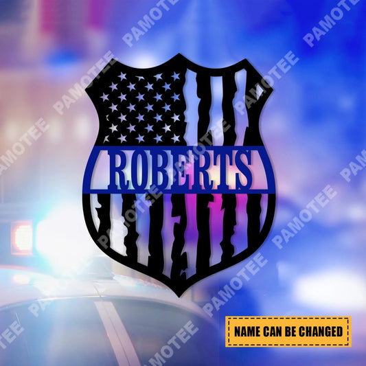 Personalized Police Officer Badge Metal Art, Custom Metal Sign Gift For Him, Metal Laser Cut Metal Signs Custom Gift Ideas - 8 inches - metal sign