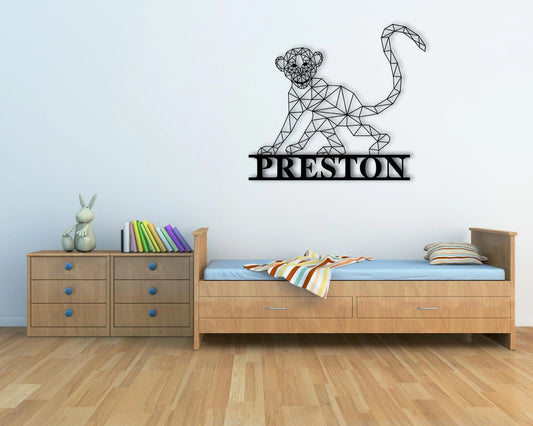 Personalized Metal Monkey Sign Custom Monkey Sign Kids Room Art Nursery Decor Safari Kids Room Decor - 8 inches - metal sign