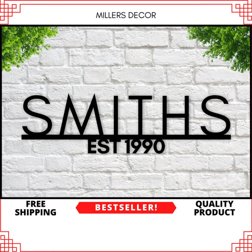 Personalized Family Name Sign, Last Name Sign, Family Name Sign, Metal Wall Art, Metal Name Sign, Metal Signs, Family Name Plaque, Decor, Laser Cut Metal Signs Custom Gift Ideas