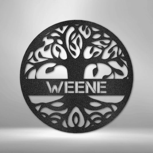 Personalized Tree of Life Steel Art Wall Decor Metal Name Sign Laser Cut Metal Signs Custom Gift Ideas - 8 inches - metal sign