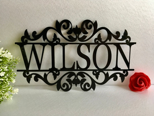 Personalized Any Name Laser Cut Acrylic Metal Sign Outdoor Hanging Family Last Name Monogram Garden Door - wedding detail