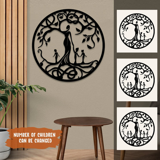 Personalized Number Of Kids Tree Of Life Metal Sign, Mother's Day Gift Laser Cut Metal Signs Custom Gift - metal sign