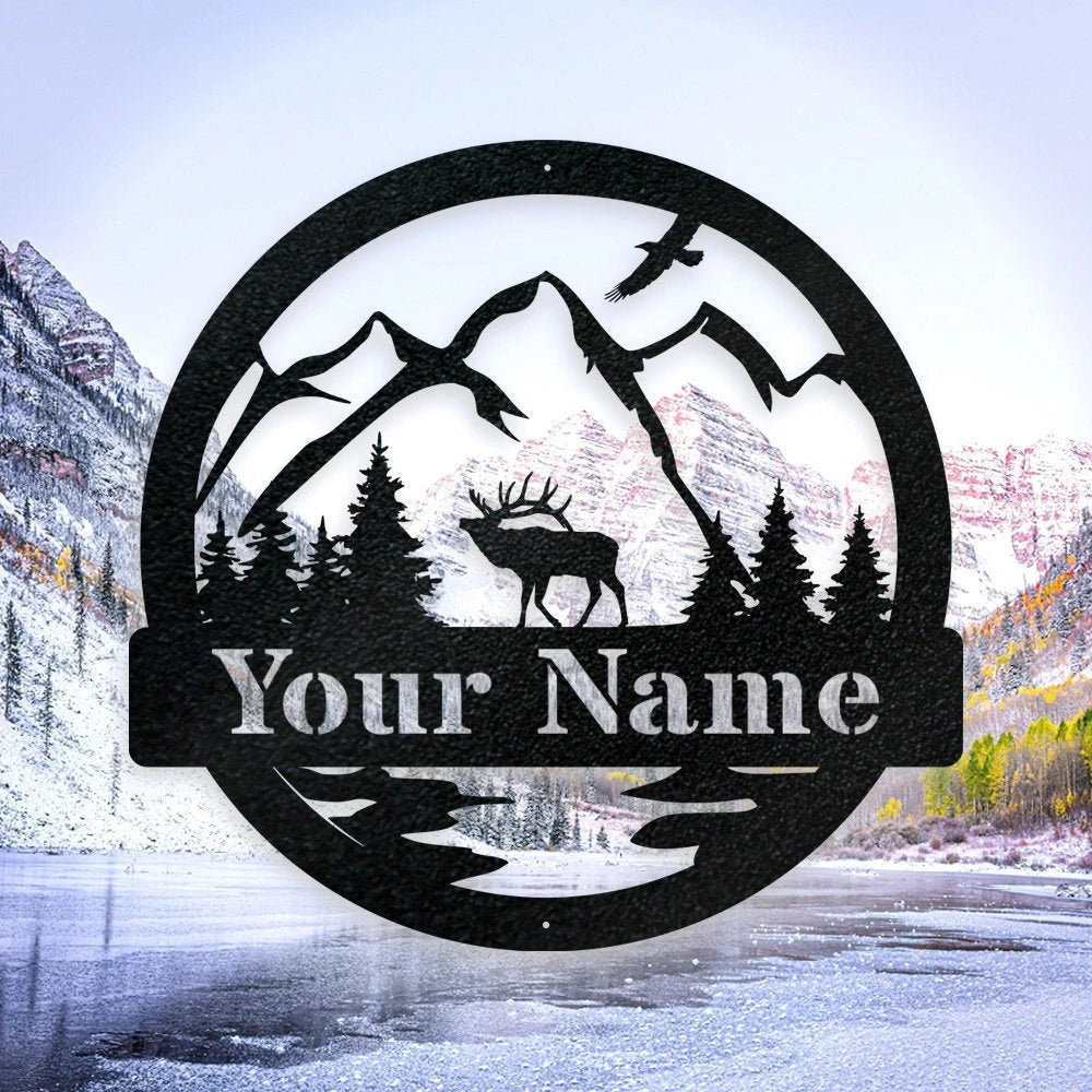 Elk Metal Sign New Elk Hunter Christmas Gift Last Name Art Family Name Sign Caribou Sign Elk Hunting Gift Wall Decor Elk Antler Sign
