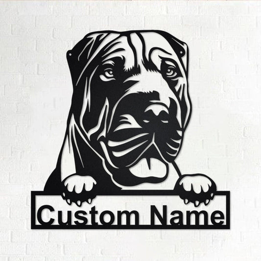 Personalized Custom Shar Pei Dog Metal Sign for Dog Lover Custom Name - 8 inches - metal sign