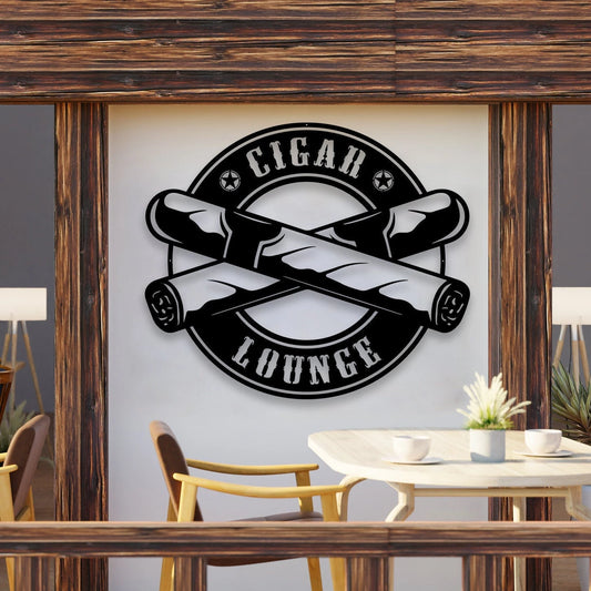 Cigar Lounge Sign Cigar Bar Sign Groomsmen Gift Smoking Room Decor Cigar Bar Sign Wedding Cigar Bar Rustic Bar Signs - 8 inches - metal sign