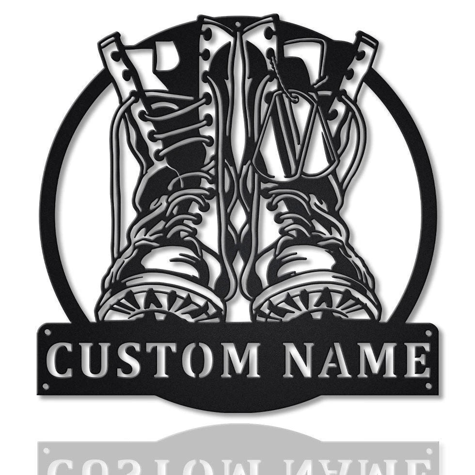 Personalized Military Boots Fallen Soldier Metal Sign Art, Custom Fallen Soldier Monogram Metal Sign Gift, Decor Decoration Laser Cut Metal Signs Custom Gift Ideas