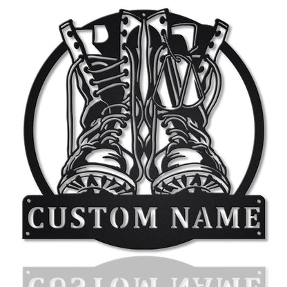 Personalized Military Boots Fallen Soldier Metal Sign Art, Custom Fallen Soldier Monogram Metal Sign Gift, Decor Decoration Laser Cut Metal Signs Custom Gift Ideas