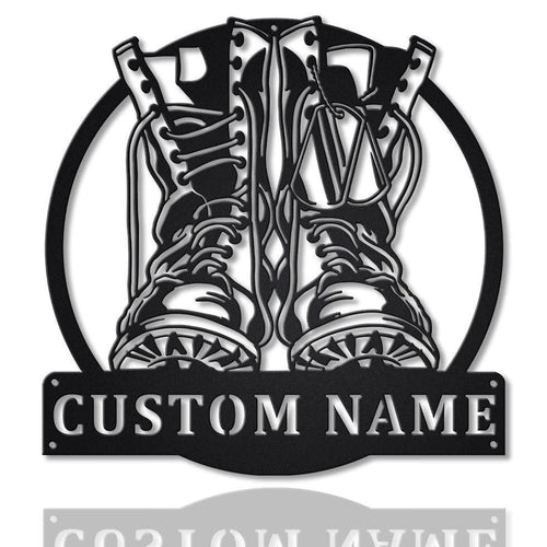 Personalized Military Boots Fallen Soldier Metal Sign Art, Custom Fallen Soldier Monogram Metal Sign Gift, Decor Decoration Laser Cut Metal Signs Custom Gift Ideas