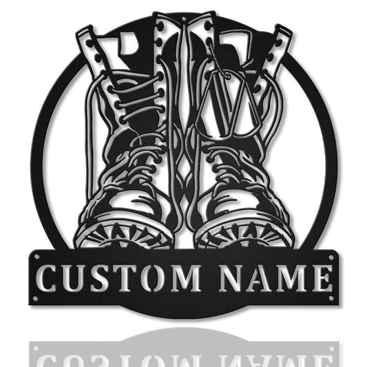 Personalized Military Boots Fallen Soldier Metal Sign Art, Custom Fallen Soldier Monogram Metal Sign - metal sign