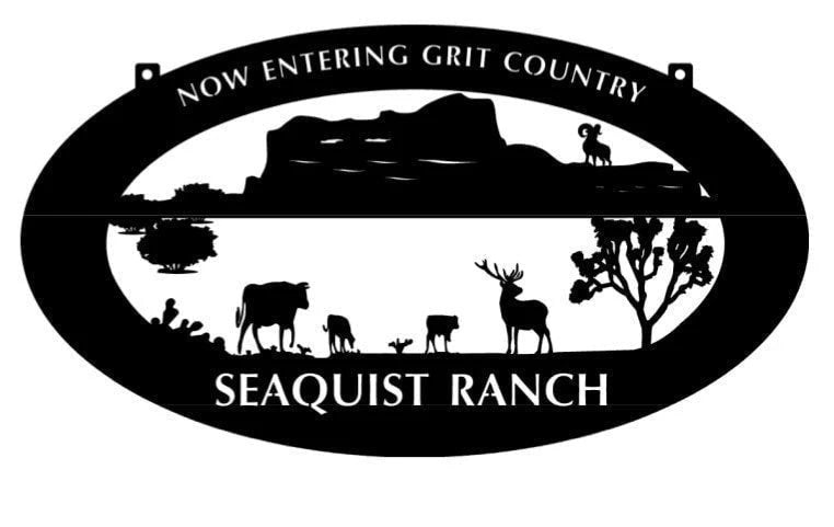 Western Ranch Sign Ram Deer Cactus Cow Sign Metal House Sign