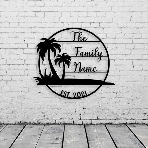 Personalized Family Pool Metal Sign, Beach Palm Tree, Swimming Pool Sign, Metal Beach House Sign, Family Vacation Metal Sign, Laser Cut Metal Signs Custom Gift Ideas
