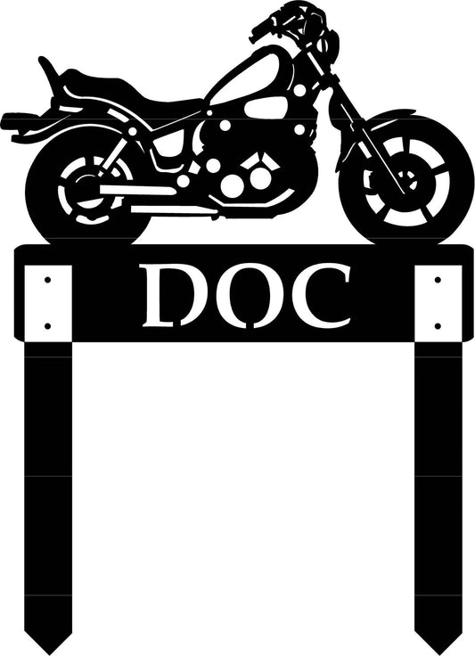 Metal Motercycle Sign With Bolt On Stakes Metal House Sign - 8 inches - metal sign