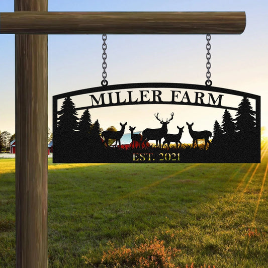 Personalized Family Name Deer Hunting Hunter Metal Sign, Custom Farm, Cabin, Camp, Wall Decor, Art Gift - metal sign
