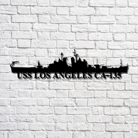 Uss Los Angeles Ca135 Navy Ship Metal Art, Custom Us Navy Ship Cut Metal Sign, Gift For Navy Veteran - metal sign