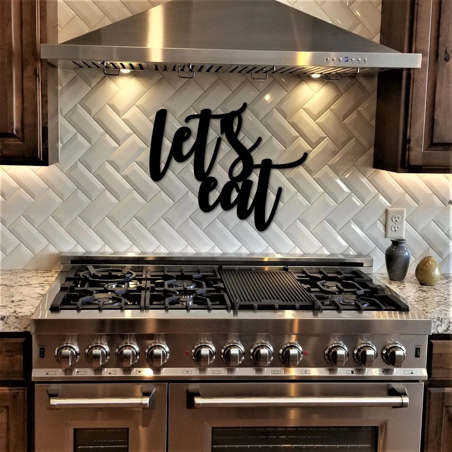 Let's Eat Sign, Metal Wall Art, Dining Room Decor, Script Wall Art, Kitchen Metal Sign, Kitchen Wall Decor, Script Words Cutout Laser Cut Metal Signs Custom Gift Ideas