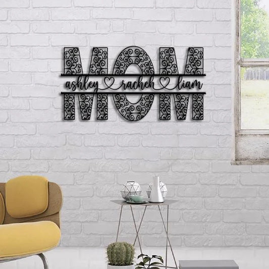 Mom And Children Name family Personalized Name Cut Metal Sign - 8 inches - metal sign