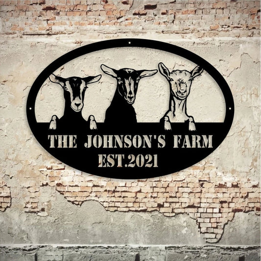 Goat Farm Metal Sign, Metal Farm Sign, Farmhouse Decor, Family Name Custom Sign, Metal Garden Sign - metal sign