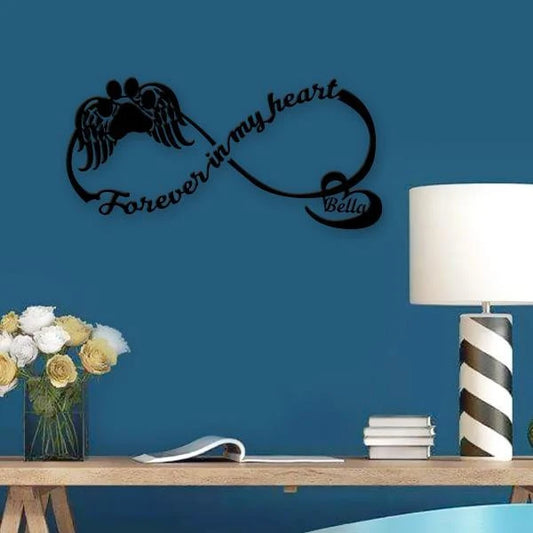 Dog Lovers Forever In My Heart Cut Metal Sign - 8 inches - metal sign