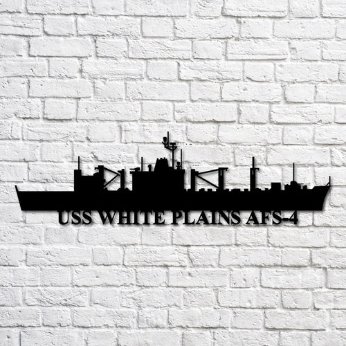 Uss White Plain Afs4 Navy Ship Metal Art, Custom Us Navy Ship Cut Metal Sign, Gift For Navy Veteran, Navy Ships Silhouette Metal Art, Navy Home Decor Laser Cut Metal Signs Custom Gift Ideas