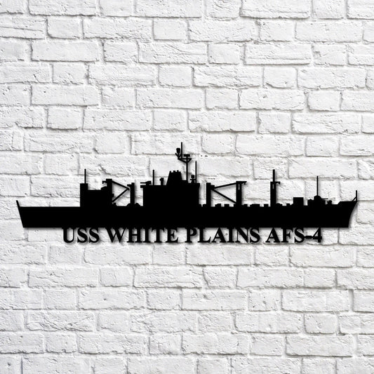 Uss White Plain Afs4 Navy Ship Metal Art, Custom Us Navy Ship Cut Metal Sign, Gift For Navy Veteran, Navy Ships Silhouette Metal Art, Navy Home Decor Laser Cut Metal Signs Custom Gift Ideas