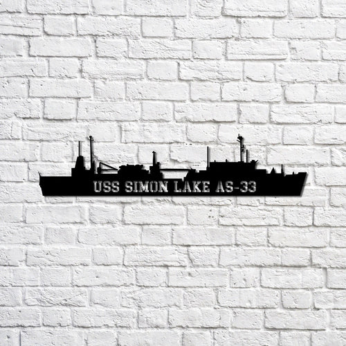 Uss Simon Lake As33 Navy Ship Metal Sign, Memory Wall Metal Sign Gift For Navy Veteran, Navy Ships Silhouette Metal Sign Laser Cut Metal Signs Custom Gift Ideas