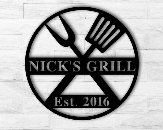 Personalized Metal Bbq Sign, Bbq Grill Sign, Outdoor Kitchen Metal Signs, Personalized Grill Sign, Bbq - metal sign