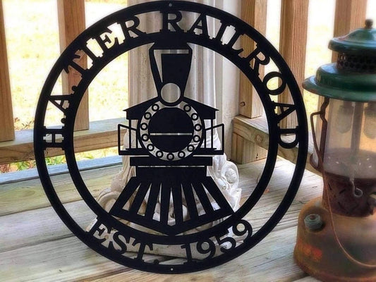 Personalized Train Sign, Powder Coated For Outdoor Or Indoor Use, Custom Metal Sign, Laser Cut Metal Signs Custom Gift Ideas - 8 inches - metal sign