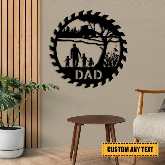 Customized Dad And Children Metal Farm Sign, Barn, Ranch Steel Art Laser Cut Metal Signs Custom Gift Ideas - 8 inches - metal sign