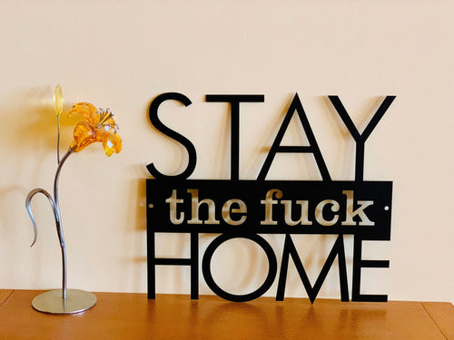 Stay The Fuck Home Custom Metal Sign Metal Wall Art Gift Personalized Wall Hanging Door Hanger Stay Safe Social Distancing Living Room Decor Laser Cut Metal Signs Custom Gift Ideas