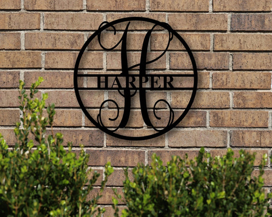 Metal Family Name Sign, Monogram Door Hanger, Last Name Sign, Family Sign, Front Door Wreaths, Door - metal sign