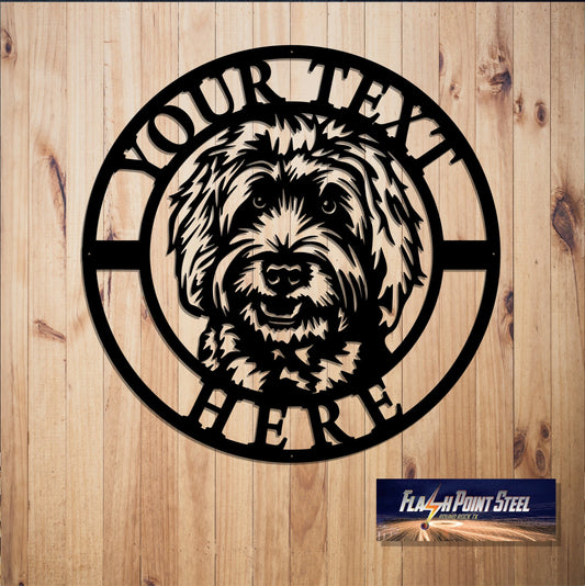 Labradoodle Dog Sign, Welcome Sign Dog, Entrance Sign, Wall Decor, Plasma Cut Steel Sign, Custom Sign - metal sign