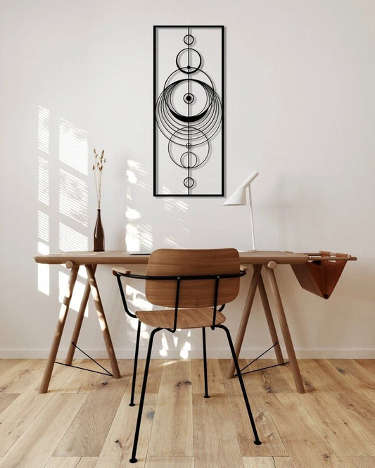 Circle Wall Decor Home Art Decor Minimalist Wall Art Geometric Metal Wall Decoration Modern - 8 inches - metal sign