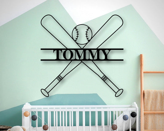 Personalized Metal Baseball Sign, Boys Baseball Art, Baby Shower Gift, Personalized Bat Sign, Baseball - wedding detail