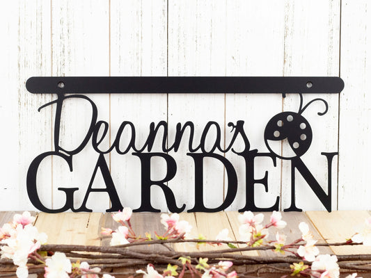 Custom Garden Name Sign Wall Decor Garden Sign Gift For Her Wall Hanging Metal Sign Metal Wall Decor Ladybug - 8 inches - metal sign