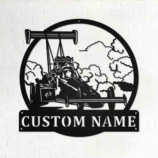 Custom Top Fuel Dragster Personalized Dragster Name Sign Decoration For Room Drag Racing Custom Drag Racing - 8 inches - metal sign