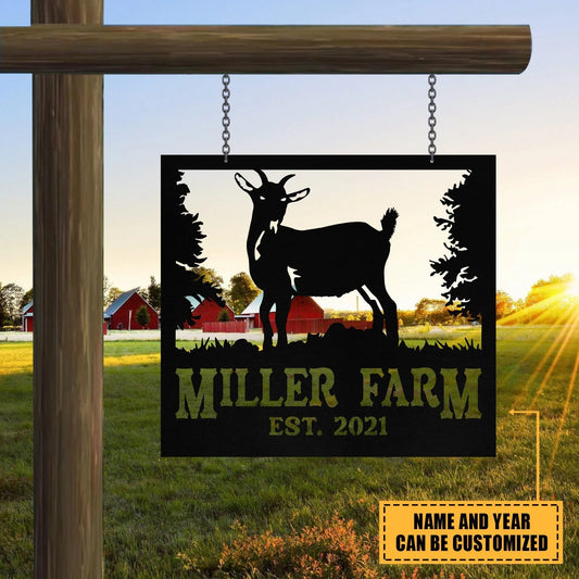 Personalized Metal Farm Sign Pygmy Goat Monogram, Custom Outdoor Farmhouse, Metal Laser Cut Metal Signs Custom Gift Ideas - 8 inches - metal sign
