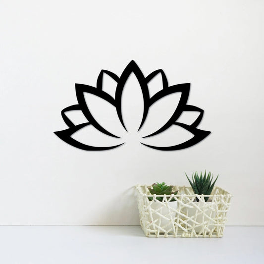Lotus Flower Meditation Decor Namaste Sign Yoga Studio Wall Hanging Large Flower Decor Gift Idea For Women Or Men - 8 inches - metal sign