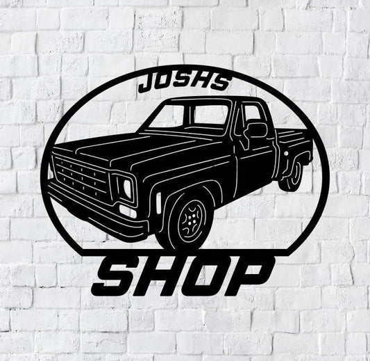 Shop Truck Metal Sign Work Shop Truck Garage Sign Work Shop Sign Shop Decor Metal - 8 inches - metal sign