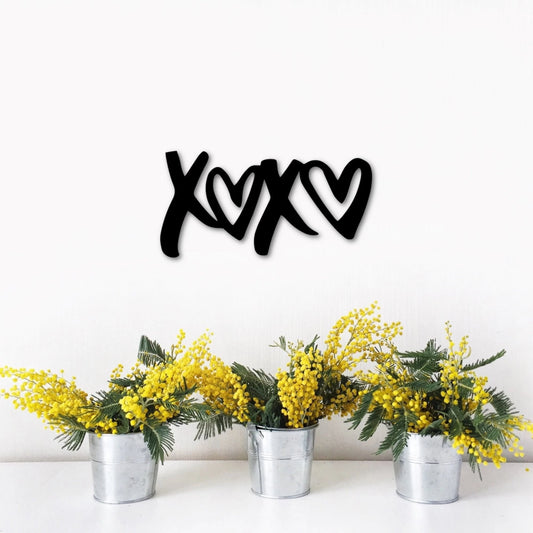 Love Xoxo Sign Hugs And Kisses Valentine's Decor Master Bedroom Decor Heart Decor Metal Cutout Love Sign - metal sign